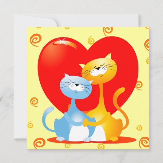 Chats amoureux, invitation (Devant)