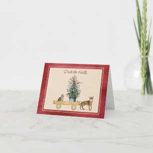 Chats amusants avec carte de vacances Wagon