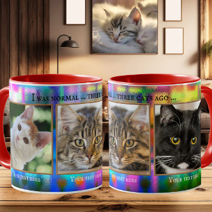 Chats amusants colorés Mug photo personnalisée