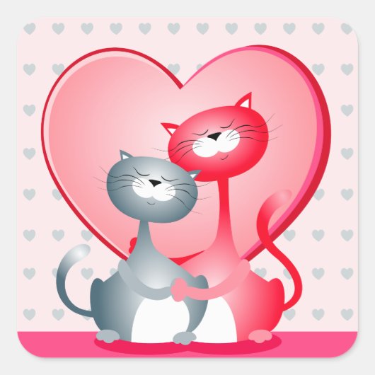 Chats amusants en amour, autocollant (Devant)