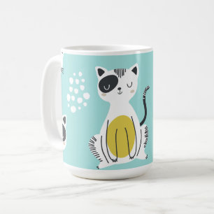 Chats amusants illustration tasse de thé pastel