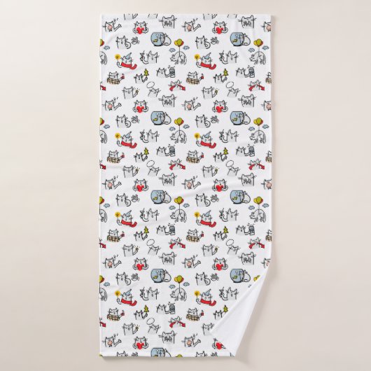 Chats amusants, lait et magie. (Serviette de bain)