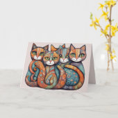 chats apaisants 3 carte de voeux (Fleur jaune)