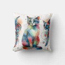 Chats aquarelle vibrants Jeter des oreillers