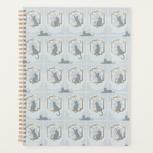 Chats Art Déco Élégants - Gris Clair (Devant)