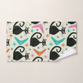 Chats atomiques noirs du milieu du siècle avec Boo (Serviette à main)