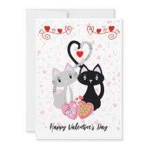 Chats avec carte Coeur Valentines