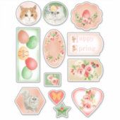 Chats avec fleurs Stickers Pâques et Printemps (Devant)