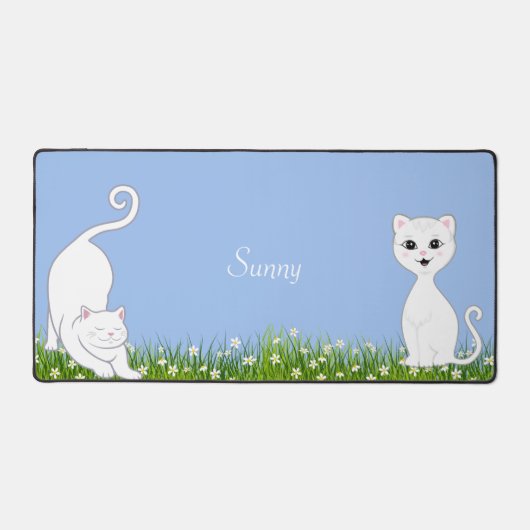 Chats blancs mignons avec des fleurs (Recto)