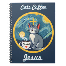 Chats, Café, Jésus Carnet personnalisé Amoureux de
