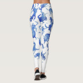 Chats célestes Ming bleu blanc Chinoiserie Legging (Dos)