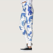 Chats célestes Ming bleu blanc Chinoiserie Legging (Gauche)