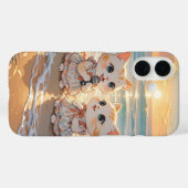 Chats chantants mignons au Sunset Beach coque ipho (Verso (horizontal))