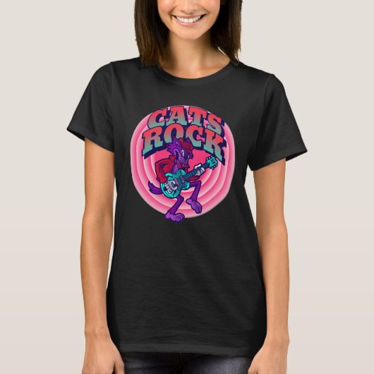 CHATS CHAT ROCK AVEC T-SHIRTS GUITAR FUNNY (Devant)