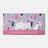 Chats coeur violet rétro (Clavier et souris)