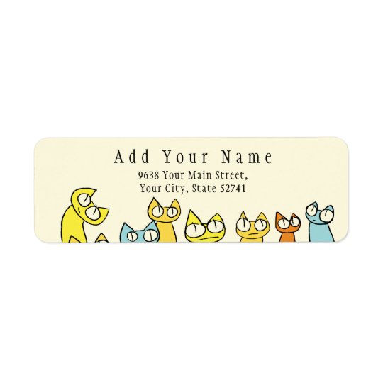 Chats colorés de sort de regarder étiquette d'adresse retour
