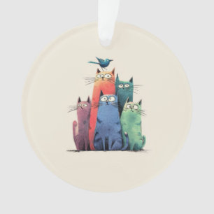 Chats Colorés Empilés – L'Art Félin Fantaisiste Mi