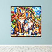 Chats colorés expressionnistes abstraits sur toile (Insitu (Plancher de Bois))