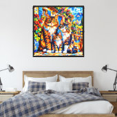 Chats colorés expressionnistes abstraits sur toile (Insitu(Chambre))