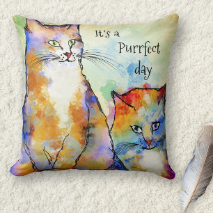 Chats colorés mignons Coussin peint