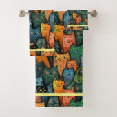 Chats cool Aquarelle couleurServiette (En situation)