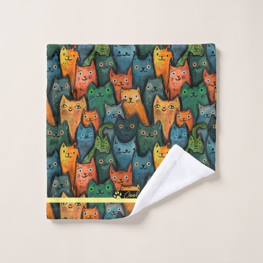 Chats cool Aquarelle couleurServiette (Gant de toilette)