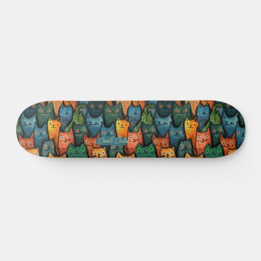 Chats cool Skateboard coloré (Horz)