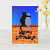Chats cool sur la carte d'anniversaire du mur (Fleur jaune)