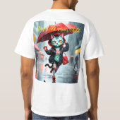 chats courant sous la pluie avec t-shirt parapluie (Dos)