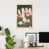 Chats dans des fleurs impression d'art japonais vi (Bureau à domicile)
