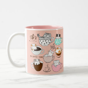 Chats dans des tasses à café
