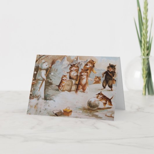 Chats dans la carte de vacances de combat de (Devant)