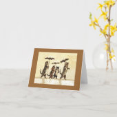 Chats dans la neige avec parapluies Carte de note (Fleur jaune)