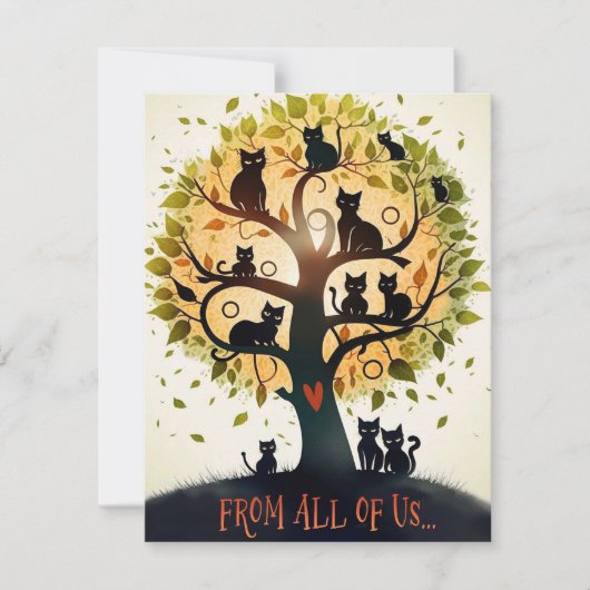 Chats dans l'arbre amis Carte d'anniversaire (Devant)