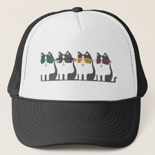 Chats dans le casquette d'art de pixel de rangée (Devant)