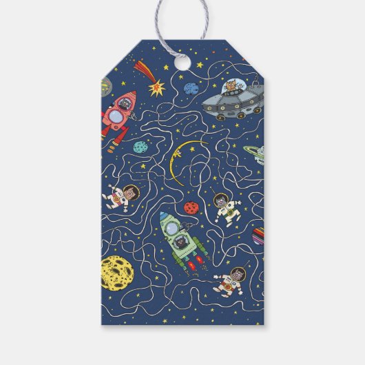 Chats dans l'espace étiquettes cadeaux (Devant)