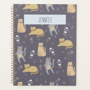 Chats dans l'espace Motif sans couture Nom personn