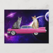 CHATS DANS L'ESPACE SUR UNE CARTE POSTALE CADDY RO (Devant)