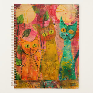 Chats d'aquarelle de Boho - Art de la féline terre