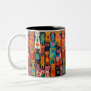 Chats d'art populaire vibrants Mug Motif