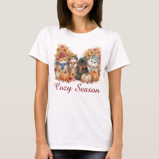 Chats d'automne et T-shirt Citrouille
