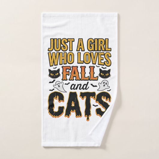 Chats d'automne fille d'Halloween Graphisme vintag (Serviette à main)