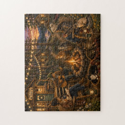 Chats de cabane confortable Puzzle en bois de styl (Vertical)