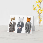 CHATS DE CHAT PORTANT UNE CARTE D'ANNIVERSAIRE (Fleur jaune)