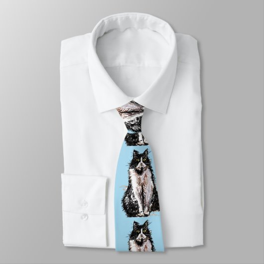 Chats de chat Tuxedo Cravate noir blanc rayé (Attaché)