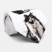 Chats de chat Tuxedo Cravate noir blanc rayé (Roulé)