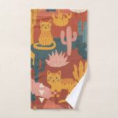 Chats de désert Boho mignons Motif de cactus et de (Serviette à main)