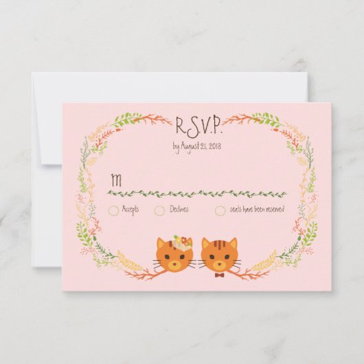 Chats de Forêt Whimsical (Blush) Mariage RSVP (Devant)