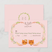 Chats de Forêt Whimsical (Blush) Mariage RSVP (Devant / Derrière)