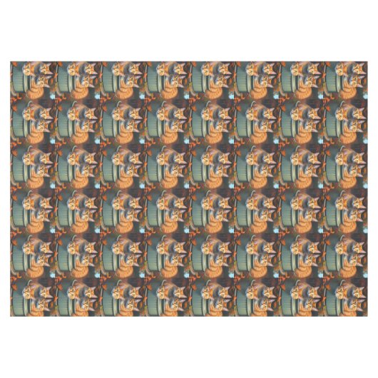 Chats De Gingembre Dans Un Pot Plante, Nappe (Devant (Horizontal))